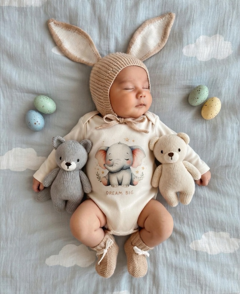 新生儿服饰与柔和睡眠氛围场景